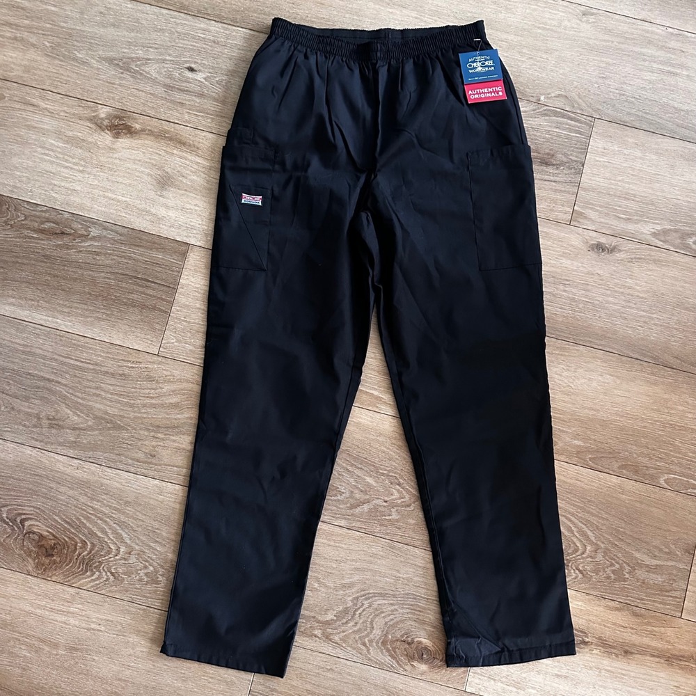 Cherokee Workwear Scrub Pants Black Missy Fit Elastic‎ Waist Cargo Pocket 4200 M